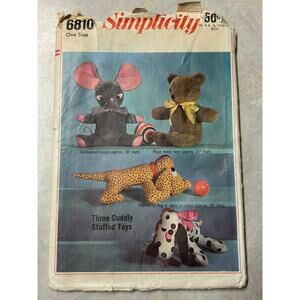 Vintage 1966 Simplicity Pattern #6810 Three Cuddly Stuffed Toys